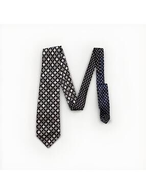 Versace Silk Tie Black Gray Geometric Medusa Pattern Designer Neck Tie